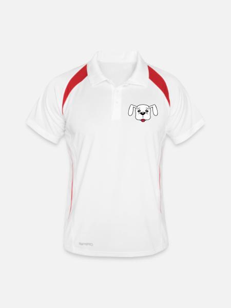 Visage de chien Petit Tête d’animal de compagnie Mignon - Polo respirant Homme - blanc/rouge - Devant