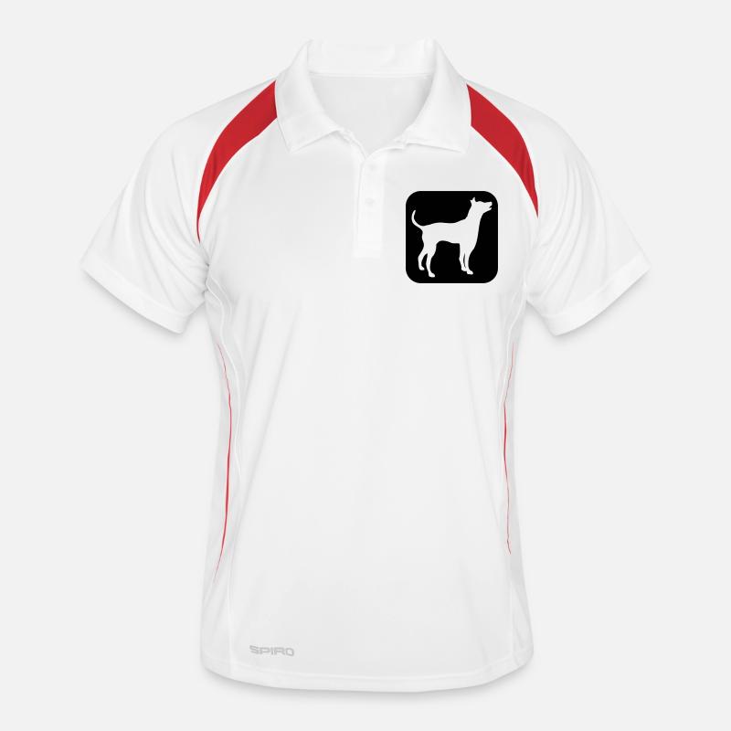 Dog Silhouette Symbol Button Logo Square Cool - Men's Polo breathable - white/red