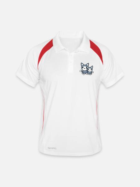 2 Cats Friends Team Crew Two Pet Kittens - Men's Polo breathable - white/red - Front