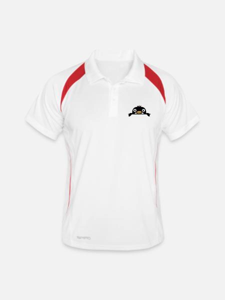 Little penguin peeking sweetly from behind wall child - Men's Polo breathable - white/red - Front