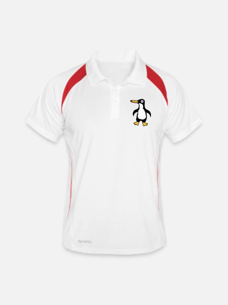 Pingouin mignon bébé enfant bambin heureux cool - Polo respirant Homme - blanc/rouge - Devant