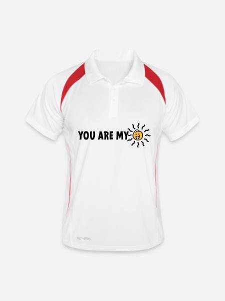 Slogan tu es mon rayon de soleil - Polo respirant Homme - blanc/rouge - Devant
