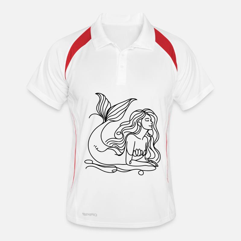 Dessin Sirène Lineart Polo respirant Homme