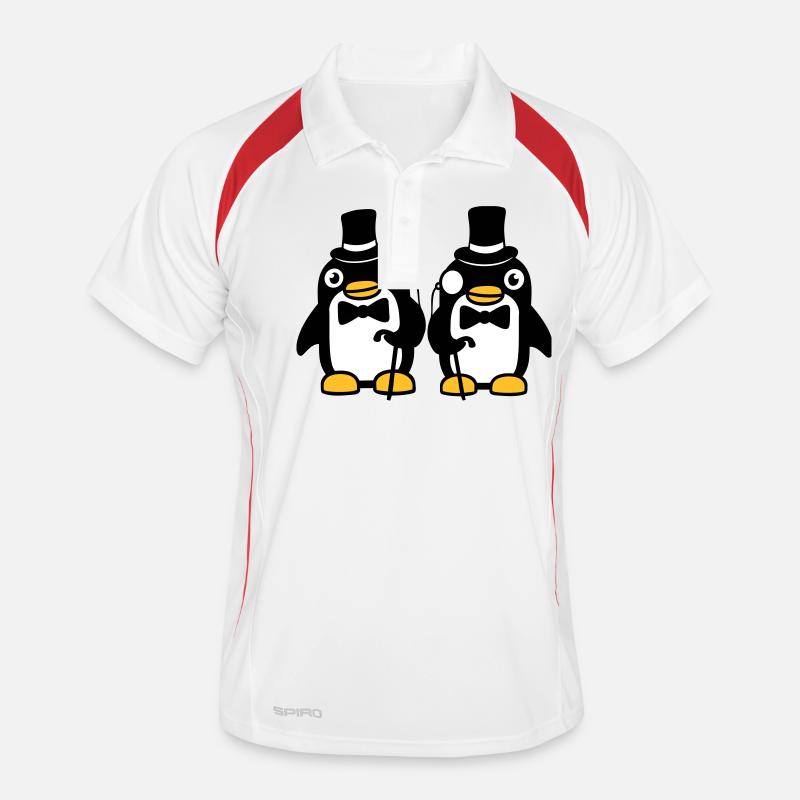 2 Penguin Gentlemen Sir Mr. Top Hat Monocle Men's Polo breathable