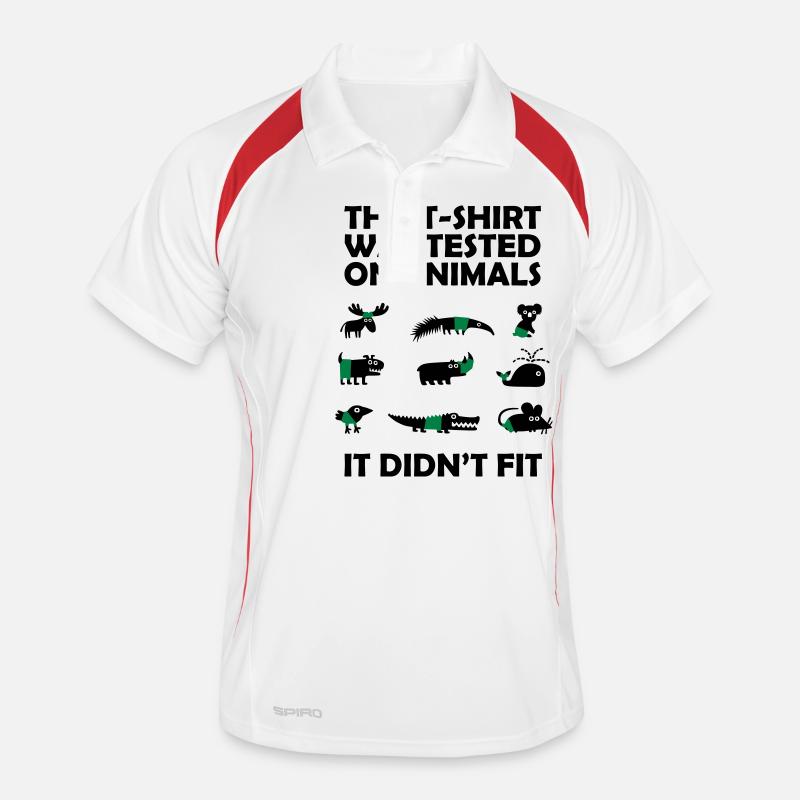 Tested on Animals - Didn't Fit - Männer Polo atmungsaktiv - Weiß/Rot