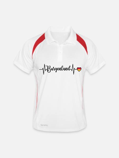 Burgenland Pulse Heart Line - Men's Polo breathable - white/red - Front