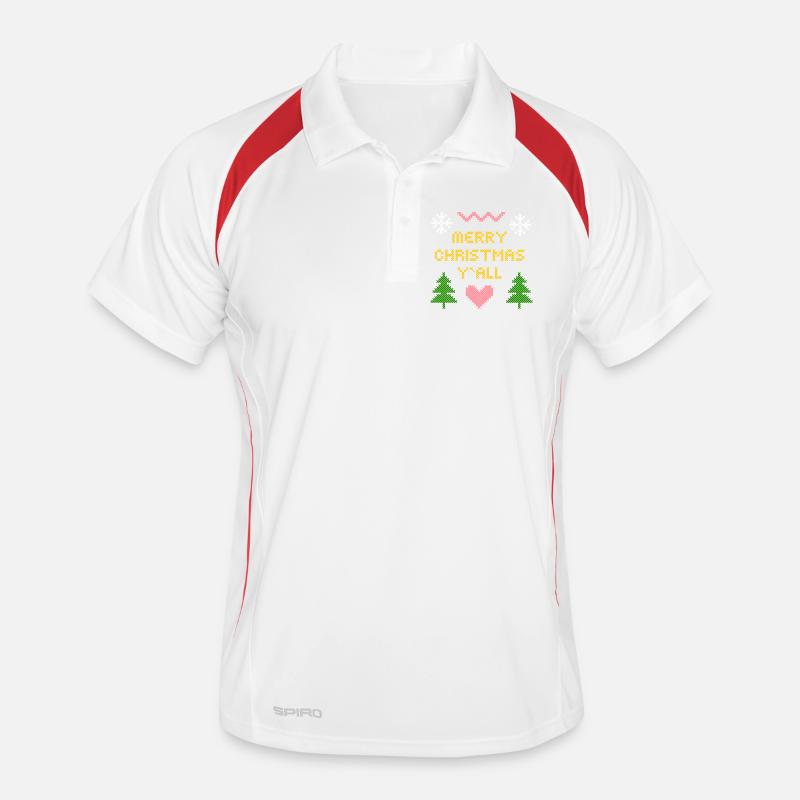 Merry Christmas Pixel Art Design Men's Polo breathable