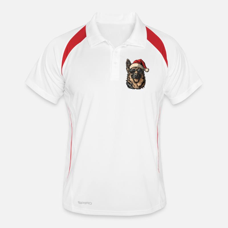 Cooler Deutscher Schäferhund mit Weihnachtsmütze Männer Polo atmungsaktiv