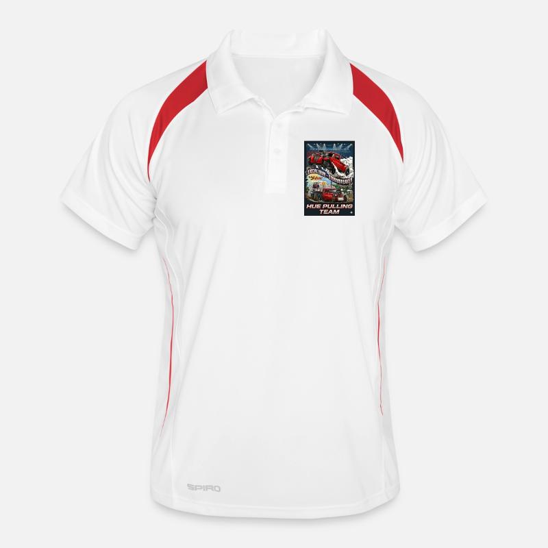Tshirt_Hue_Pulling_Team - Männer Polo atmungsaktiv - Weiß/Rot