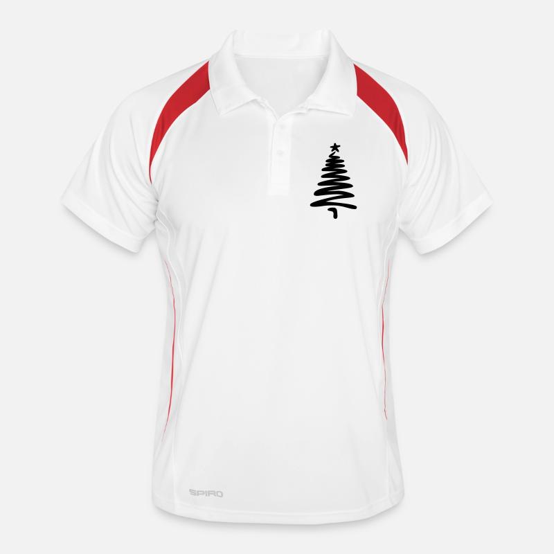 Weihnachtsbaum linear handgezeichnet Männer Polo atmungsaktiv