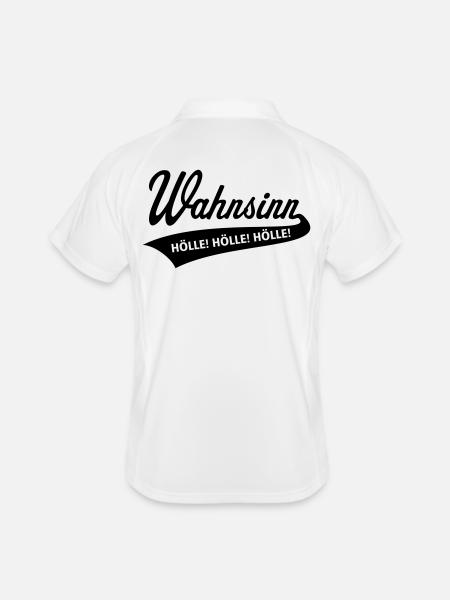 Wahnsinn – Hölle! Hölle! Hölle! (Black) - Männer Polo atmungsaktiv - Weiß/Rot - Hinten