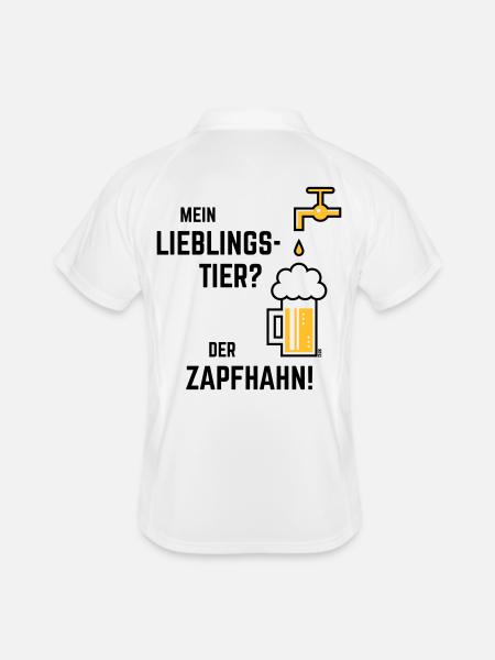 Mein Lieblingstier? Der Zapfhahn! (Bier / 2C) - Männer Polo atmungsaktiv - Weiß/Rot - Hinten