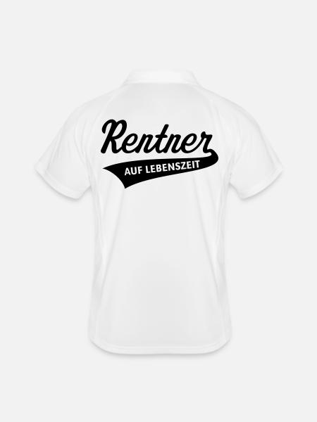 Rentner Auf Lebenszeit (Rente / Ruhestand / Black) - Männer Polo atmungsaktiv - Weiß/Rot - Hinten