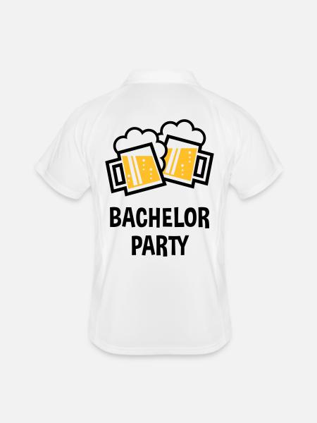 Bachelor Party (JGA Bier Bayrische Bierkrüge / 2C) - Männer Polo atmungsaktiv - Weiß/Rot - Hinten