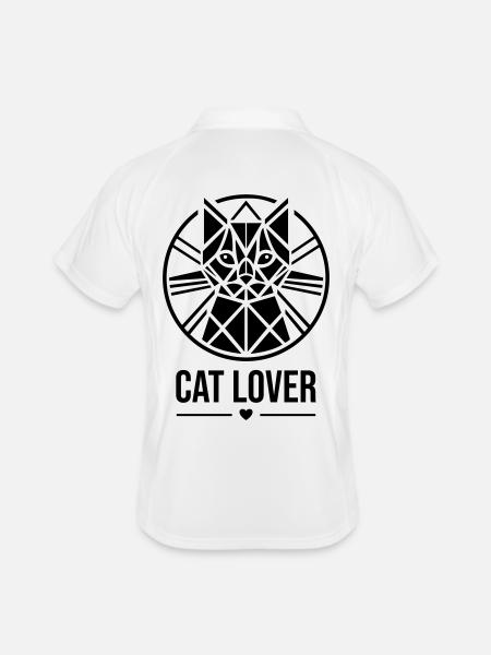 Catlover Amoureux des chats - Polo respirant Homme - blanc/rouge - Dos