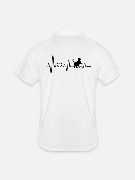 Chat amour chats battement de coeur amoureux des chats ECG - Polo respirant Homme - blanc/rouge - Dos