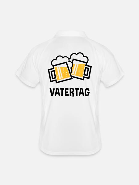 Vatertag (Bier Prosit / Bayrische Bierkrüge / 2C) - Männer Polo atmungsaktiv - Weiß/Rot - Hinten