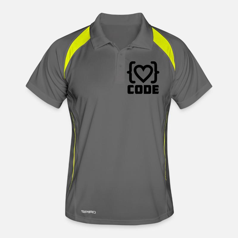 Logo de code de programmeur cardiaque avec texte CODE Polo respirant Homme
