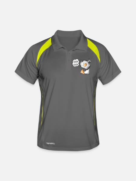 Guck Guck Pinguin Wildtier Tiermotiv Cartoon - Männer Polo atmungsaktiv - Grau/Limette - Vorne
