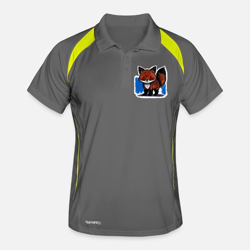 Kleiner Fuchs (Buntstiftzeichnung) Männer Polo atmungsaktiv