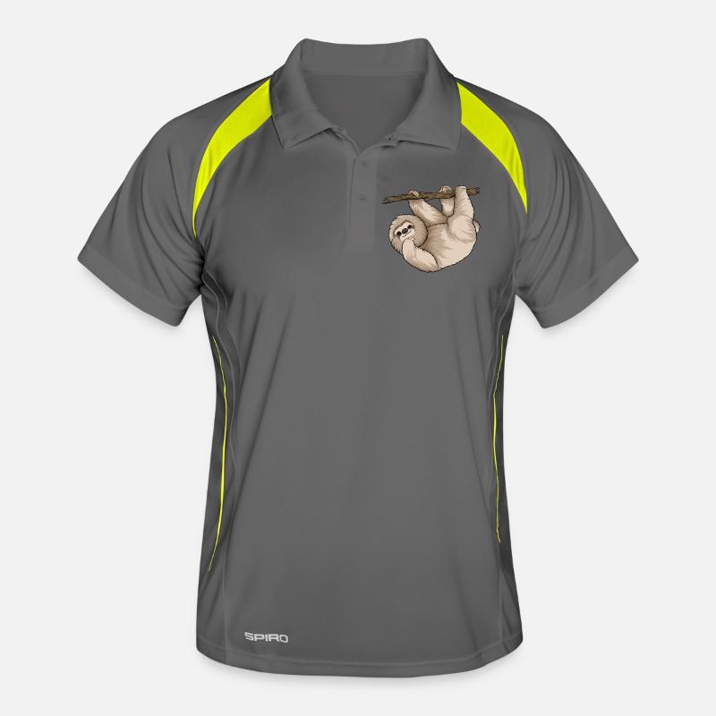 Charming Sloth Hugging Branch  Men's Polo breathable