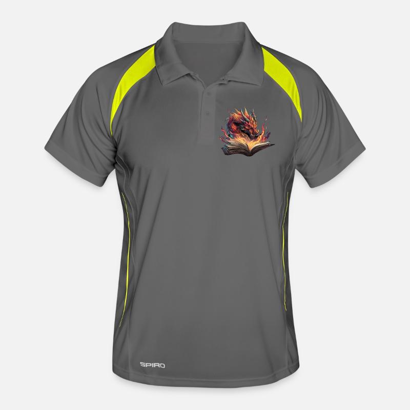 Dragon Book Transformation Fire Design Polo respirant Homme