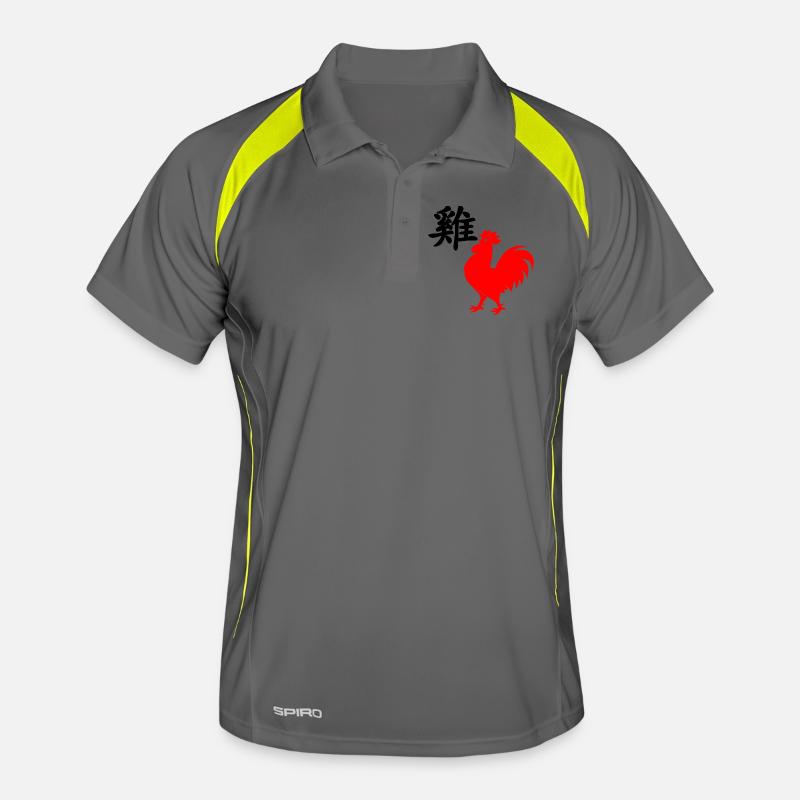 Coq de caractère chinois avec image de coq rouge, Polo respirant Homme