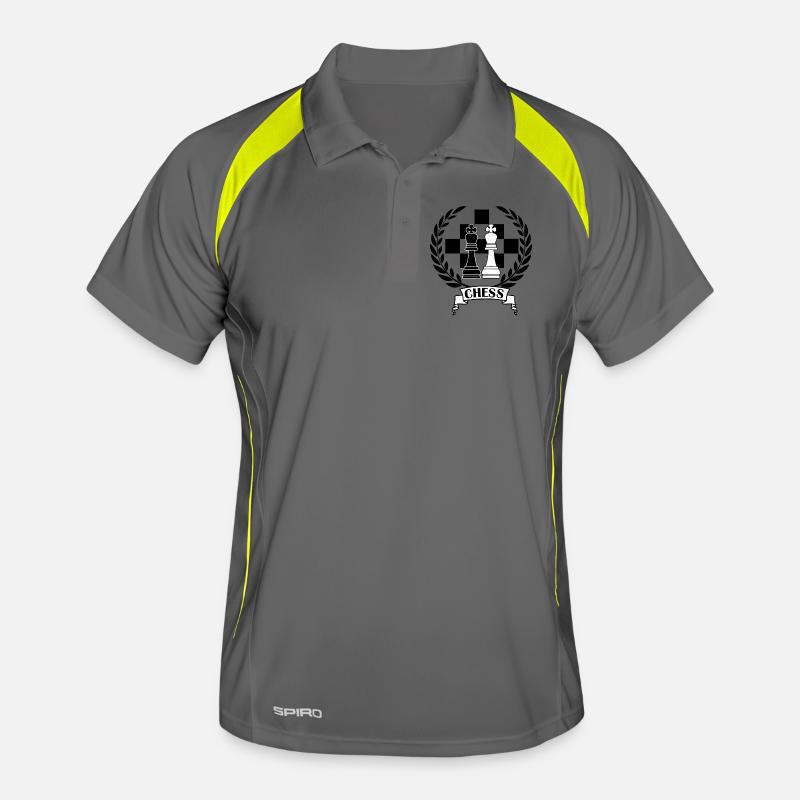 Pièces d’échecs en couronne de laurier avec texte CHESS Polo respirant Homme