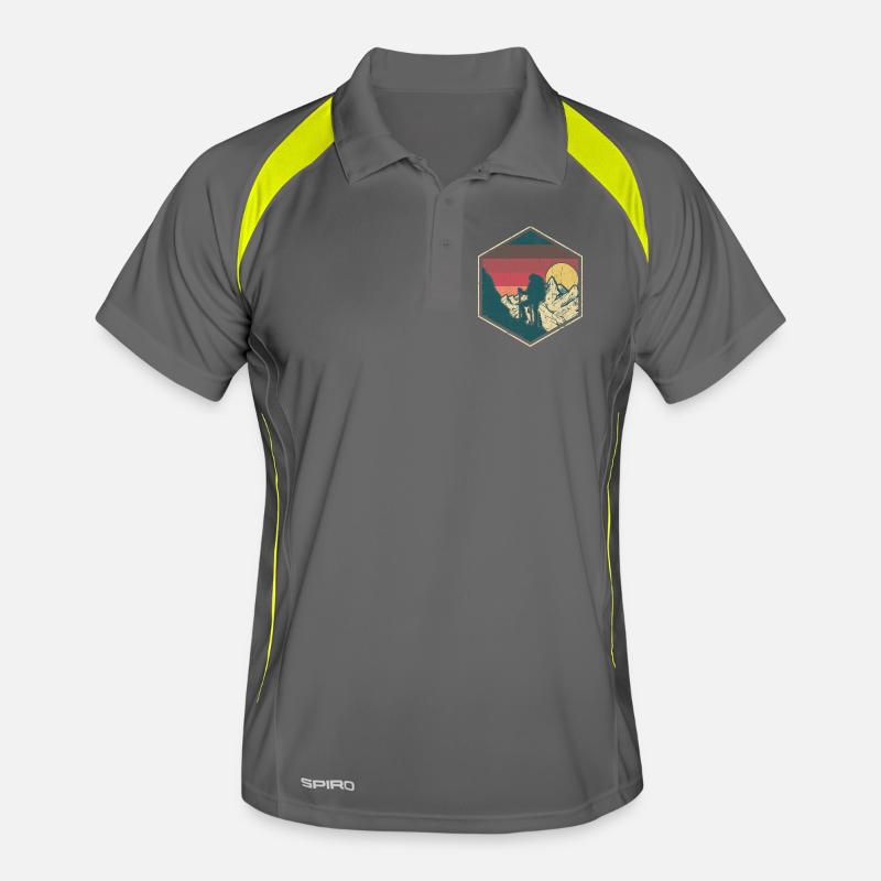 Sunset Summit Climber Hex-Abzeichen - Männer Polo atmungsaktiv - Grau/Limette