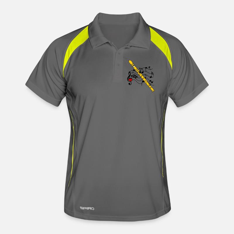 Recorder with musical notes - Men's Polo breathable - grey/lime