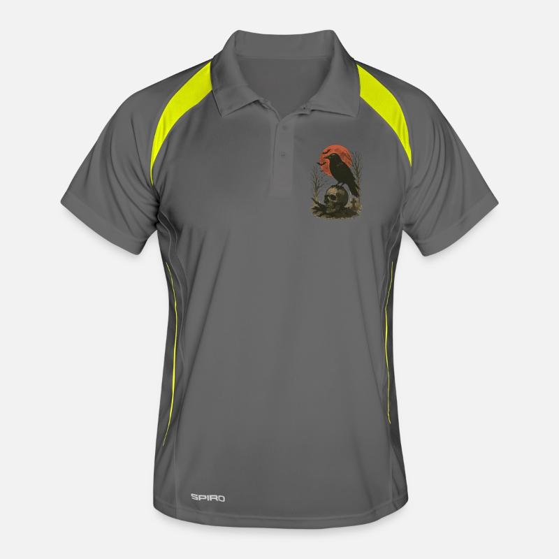 Raven Skull Moon Skull Gothic Black Crow Men's Polo breathable