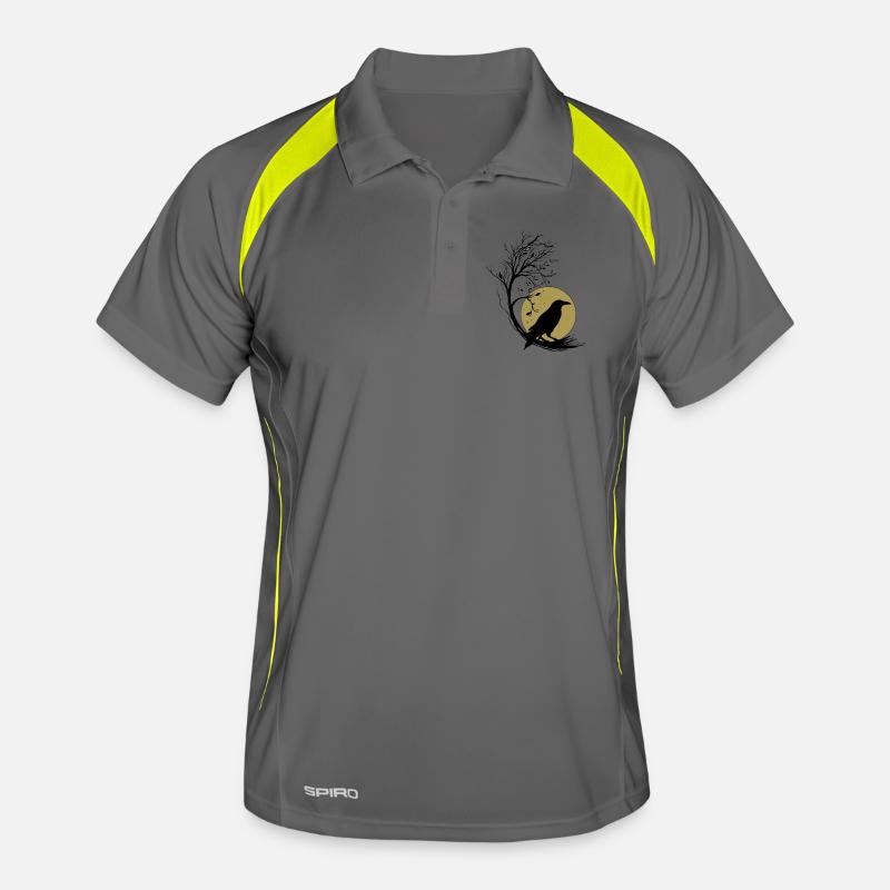 Raven Full Moon Tree Magic Autumn Gothic Wicca Men's Polo breathable