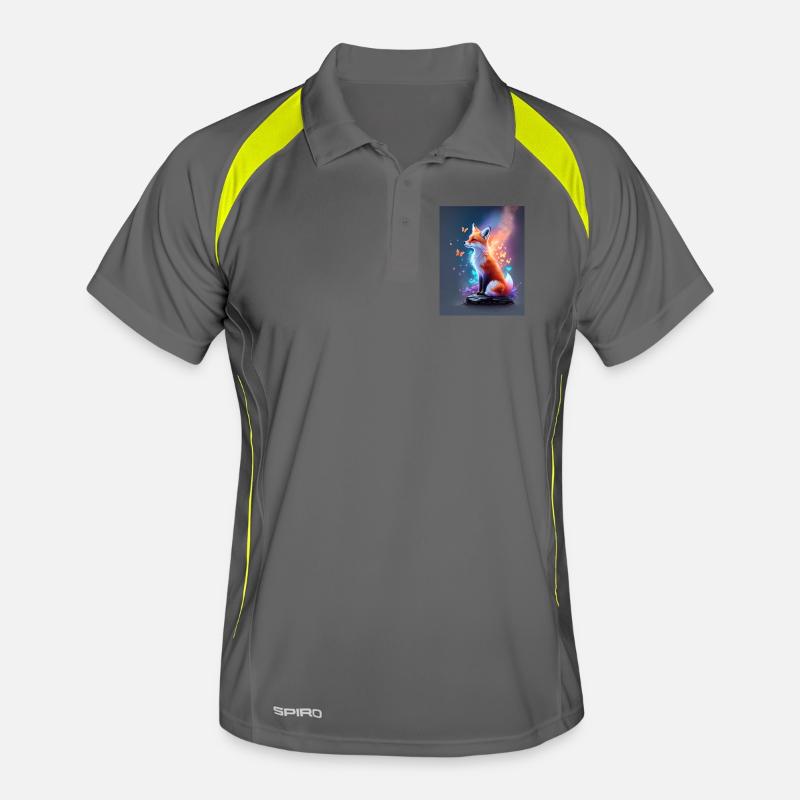 Fantastic Fox with Multicolored Butterflies Men's Polo breathable