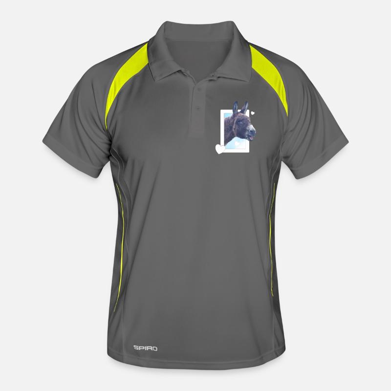 Cute donkey peeks through the window heart Men's Polo breathable