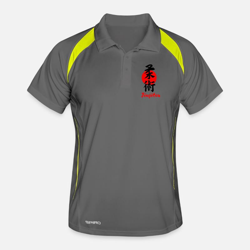 Jiujitsu Logo oder Emblem Kanji schwarz - Männer Polo atmungsaktiv - Grau/Limette