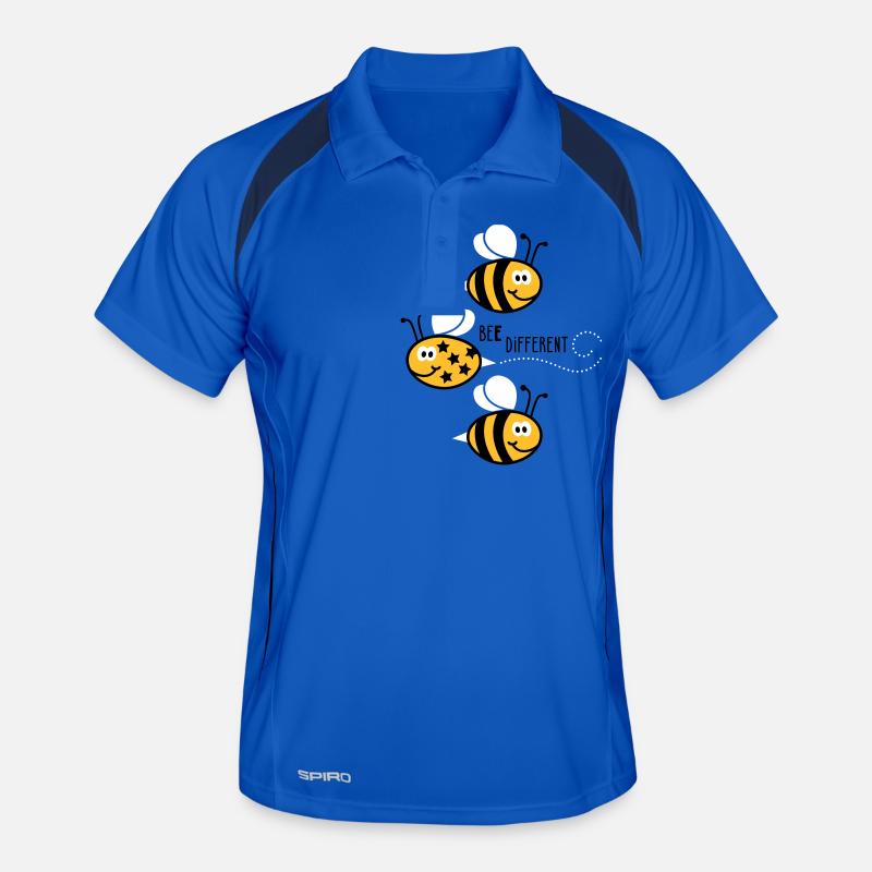Be different - be yourself - Biene - Bee - 3C - Männer Polo atmungsaktiv - Königsblau/Navy