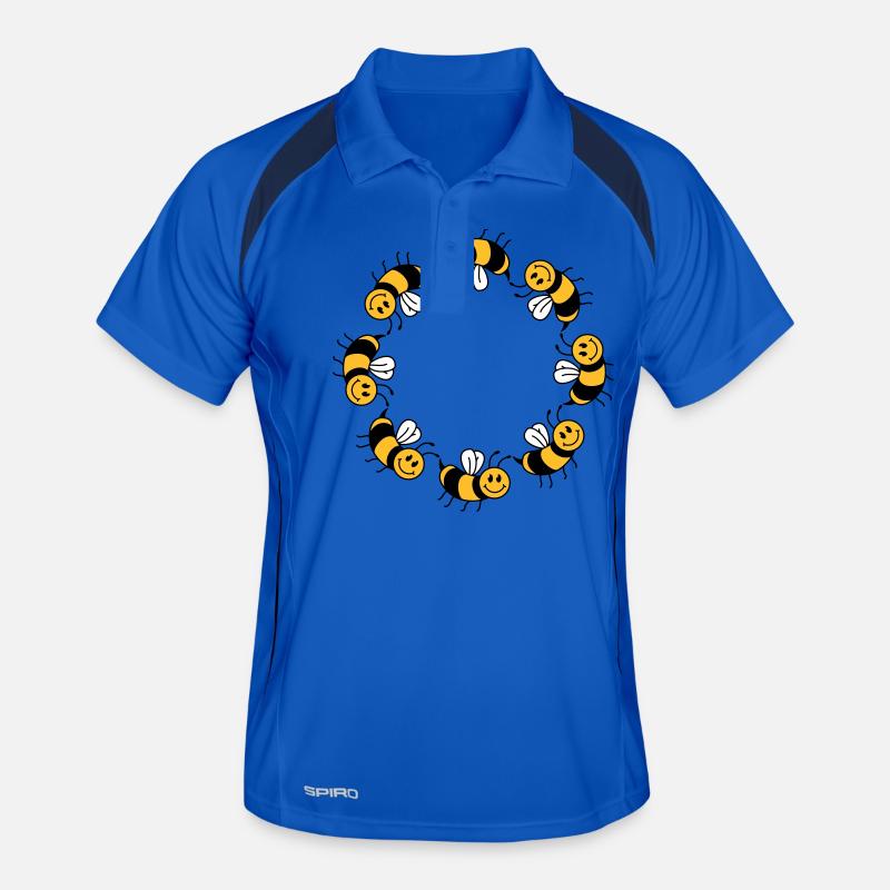 Funny bee circle pattern Men's Polo breathable