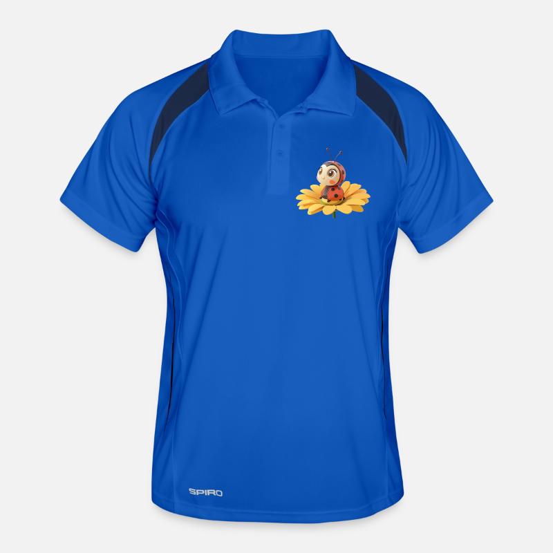 Cute ladybug on a flower Men's Polo breathable