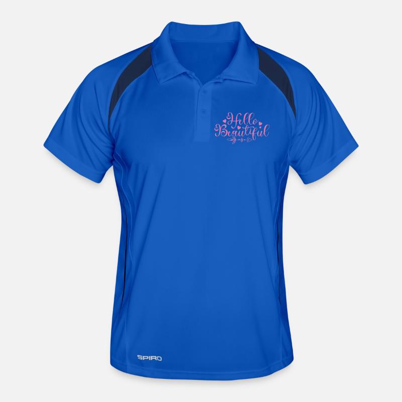 Hello Beautiful Script Hearts Men's Polo breathable