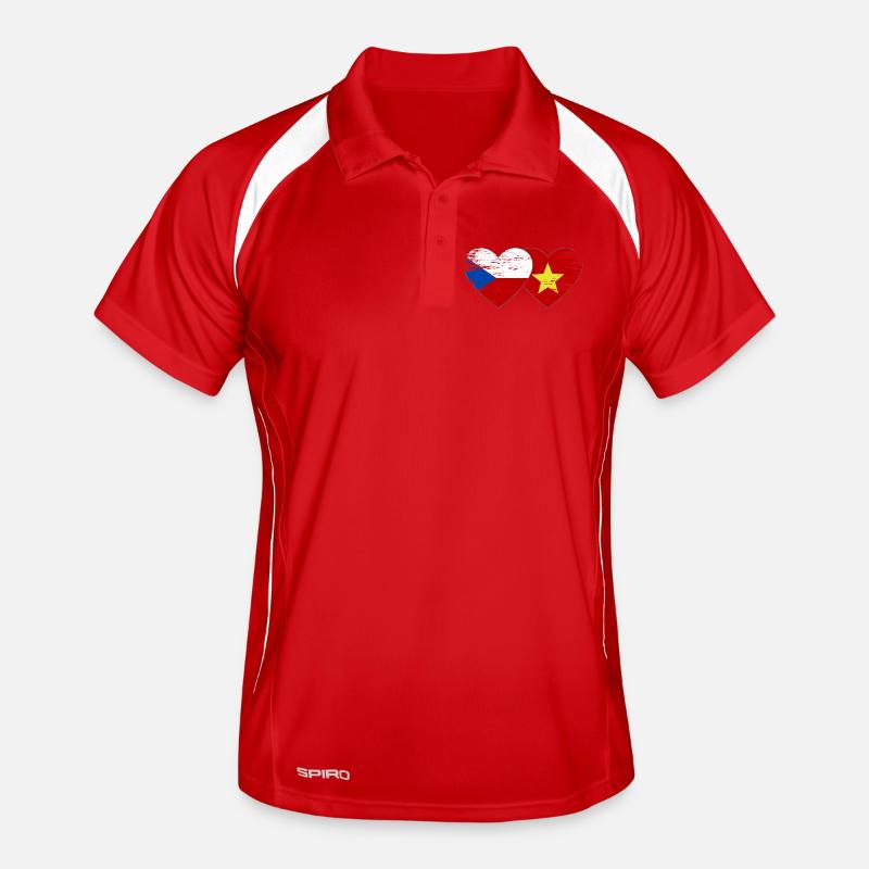 République tchèque Vietnam drapeau coeur utilisé Polo respirant Homme