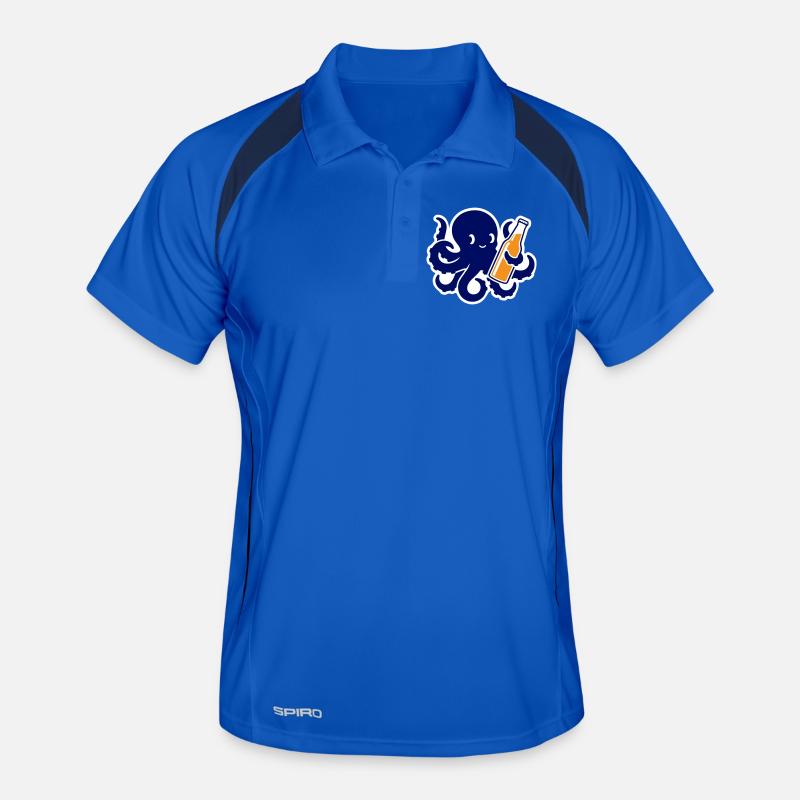 Oktopus mit Bierflasche Fun Style Männer Polo atmungsaktiv