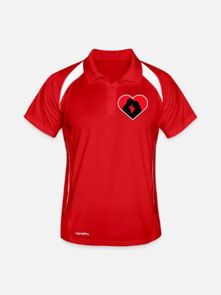 Couple Silhouette Amour Romance Petit ami de la Saint-Valentin - Polo respirant Homme - rouge/blanc - Devant
