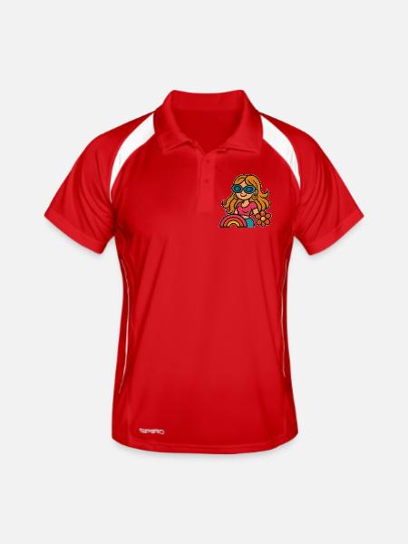 Retro Summer Girl - Flower Power Look - Men's Polo breathable - red/white - Front