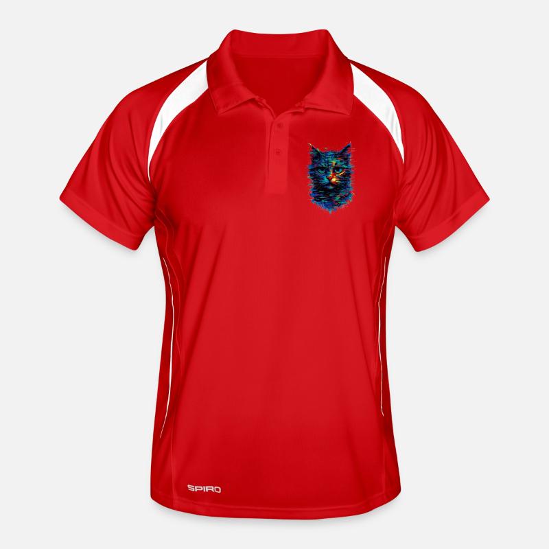 Cat Glitch Art Chromatic Aberration Men's Polo breathable