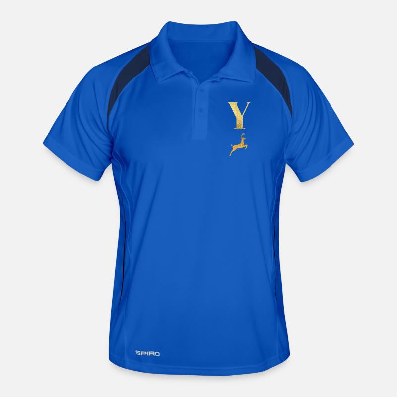 Buchstabe und goldener Hirsch - Geschenkidee Männer Polo atmungsaktiv