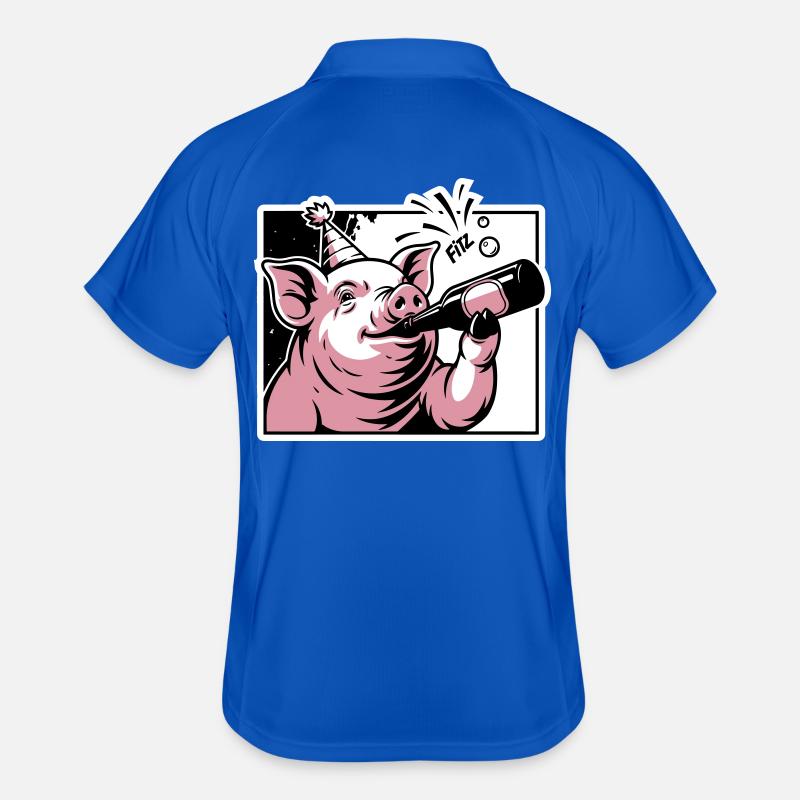 Piggy with Party and Celebration Bottle Men's Polo breathable