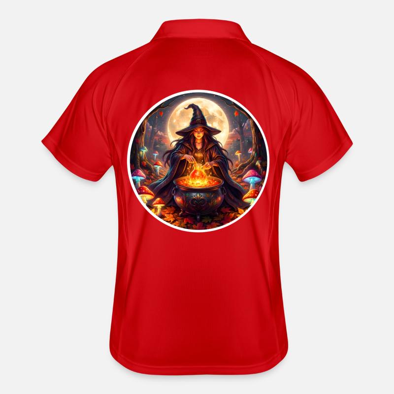 Moonlit Witch Cauldron Magic Men's Polo breathable