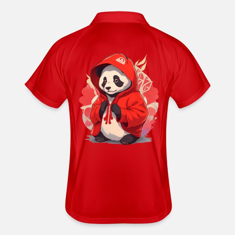Panda mit Hoody Männer Polo atmungsaktiv