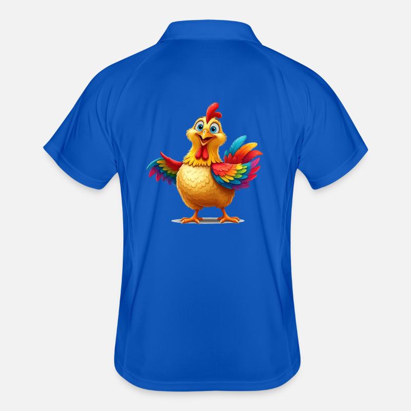 Lebendiges Regenbogenhuhn Illustration Männer Polo atmungsaktiv