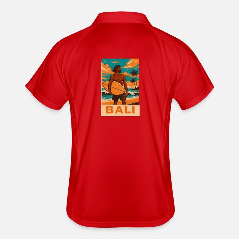 Surfeurs sur la plage de Bali Coucher de soleil Polo respirant Homme